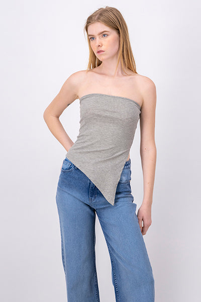 Top asimétrico strapless GRIS