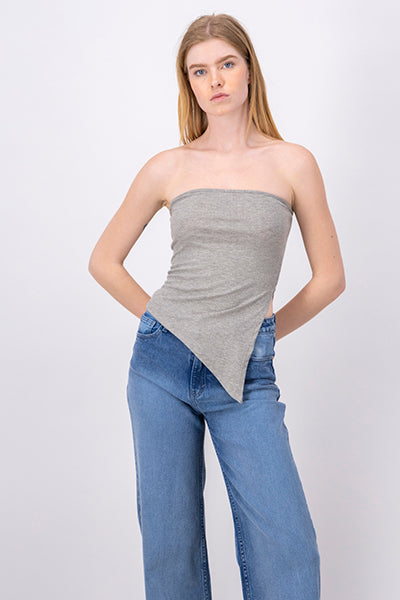 Top asimétrico strapless GRIS