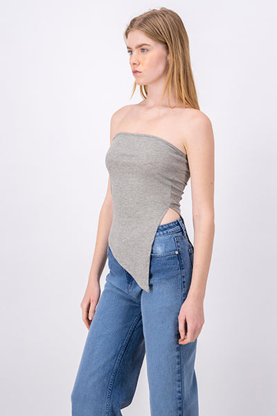 Top asimétrico strapless GRIS