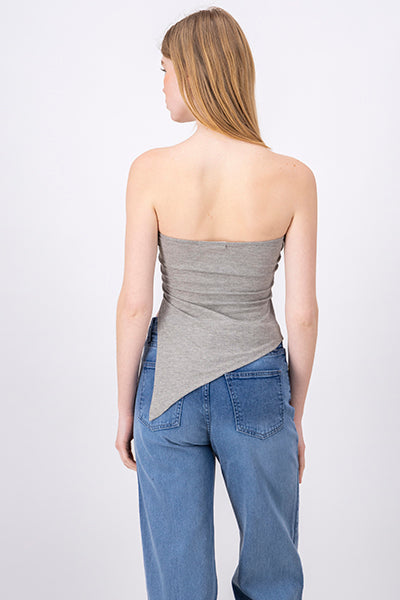 Top asimétrico strapless GRIS