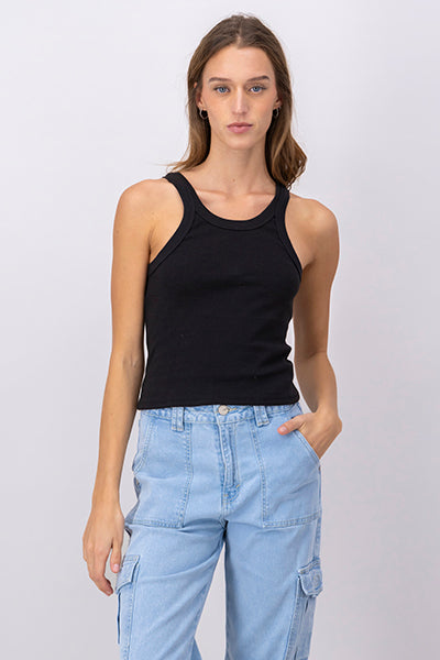 Top cuello halter rib