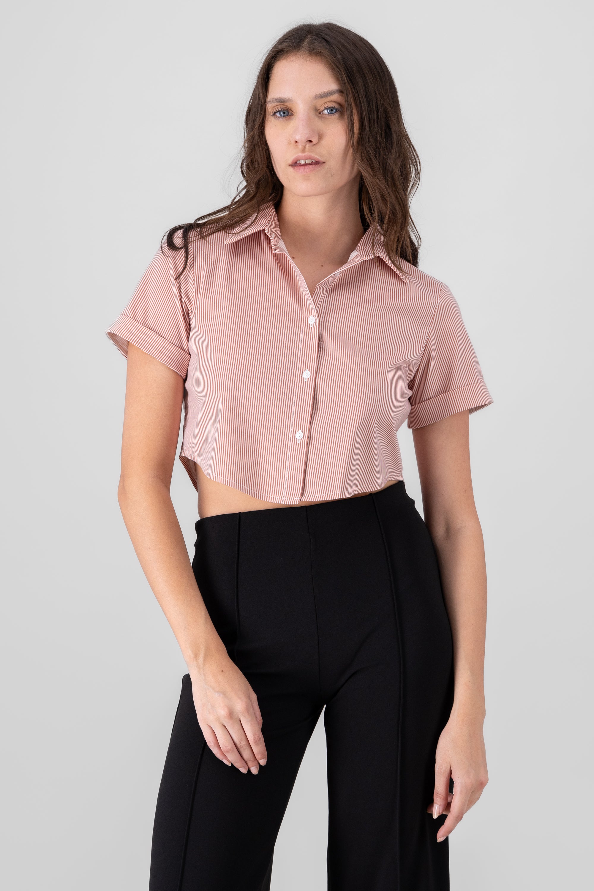 Camisa crop manga corta LADRILLO