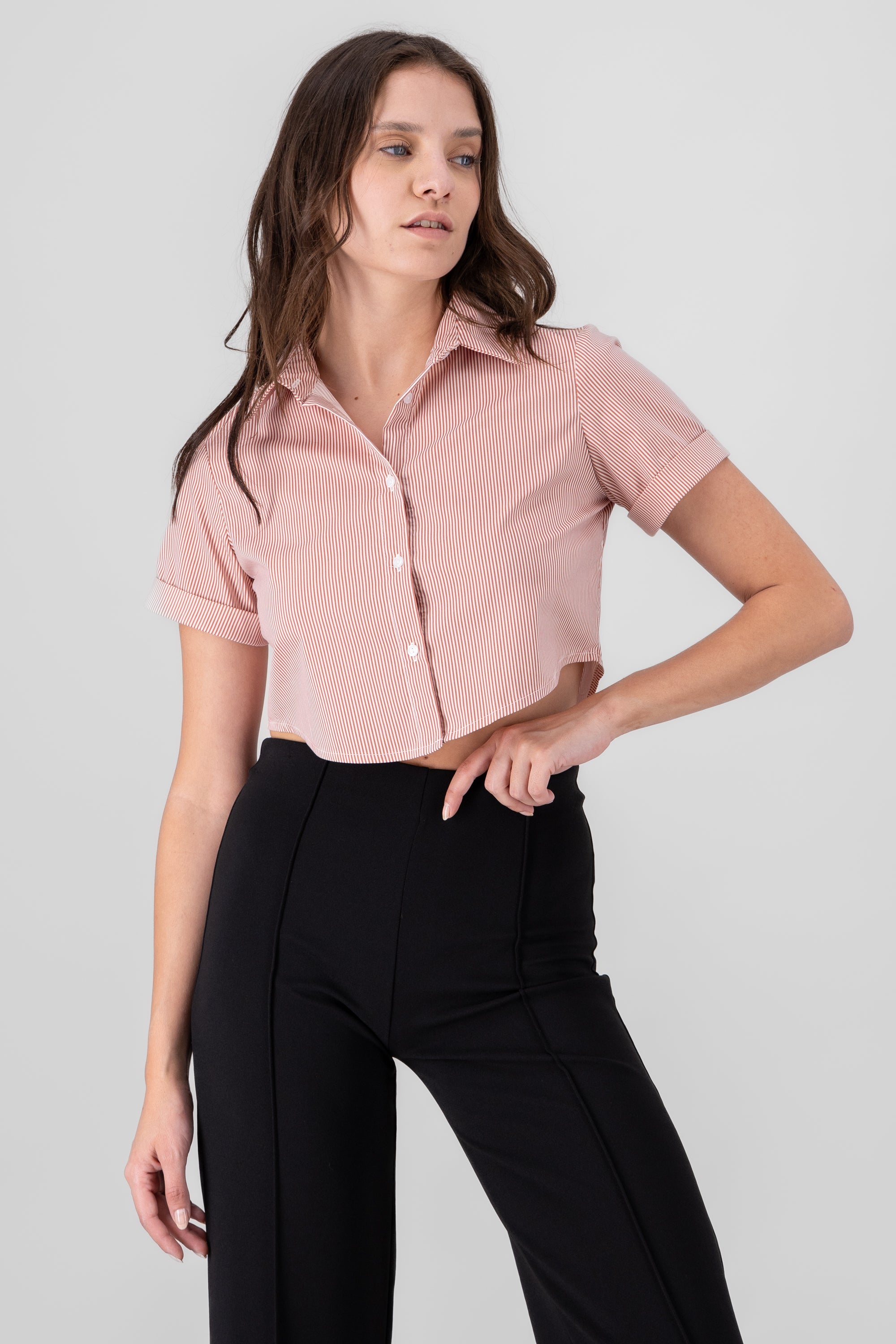 Camisa crop manga corta LADRILLO