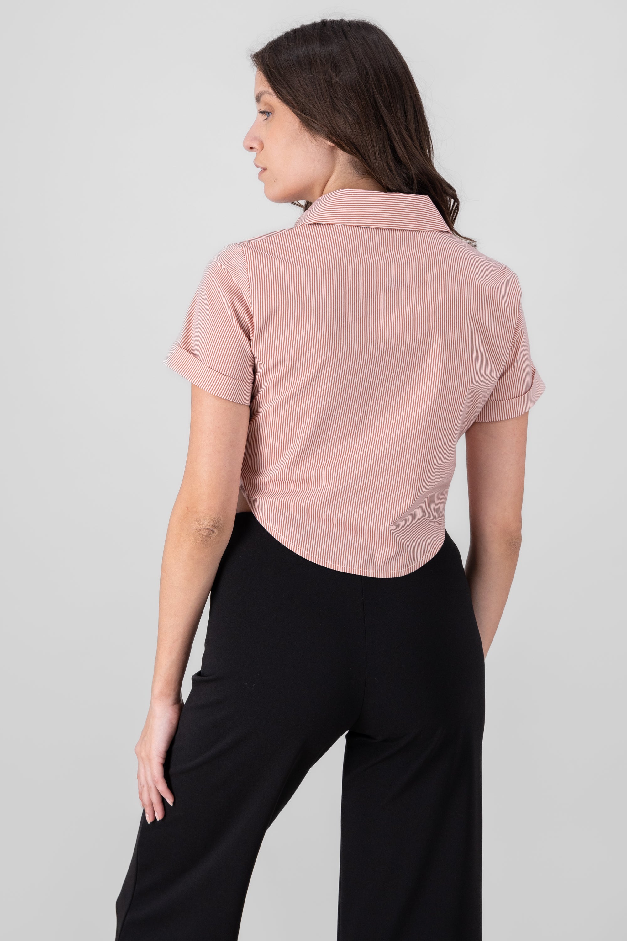 Camisa crop manga corta LADRILLO