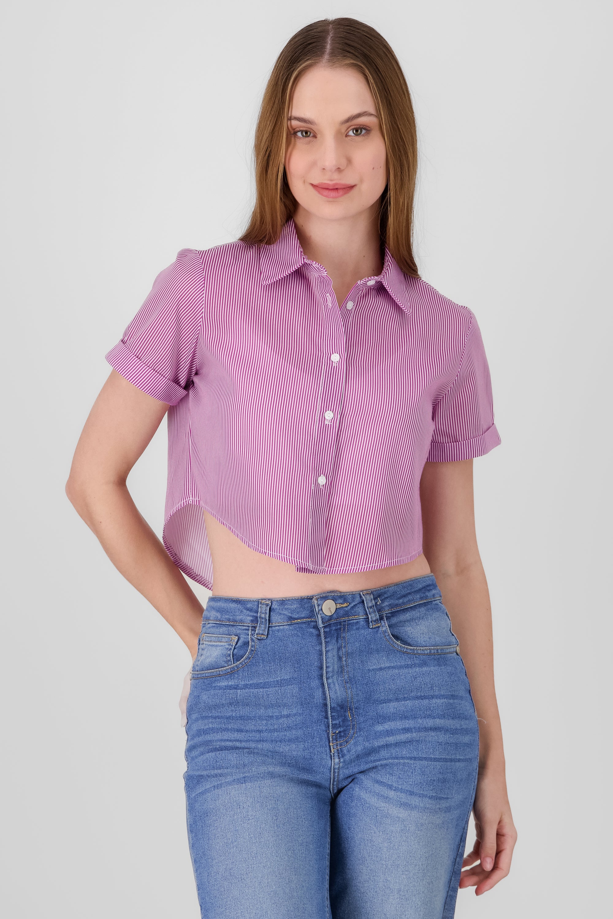 Camisa crop manga corta MAGENTA