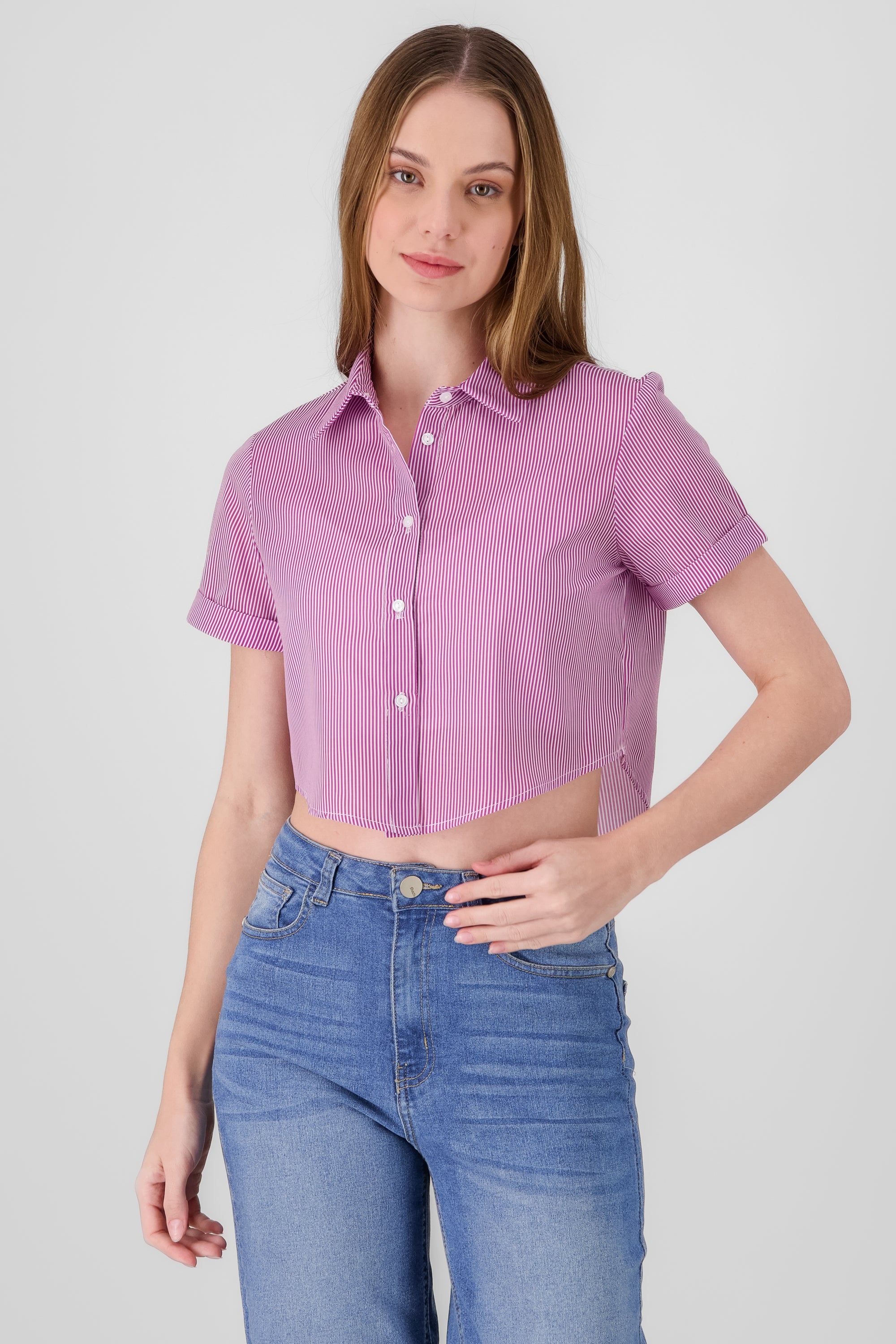 Camisa crop manga corta MAGENTA