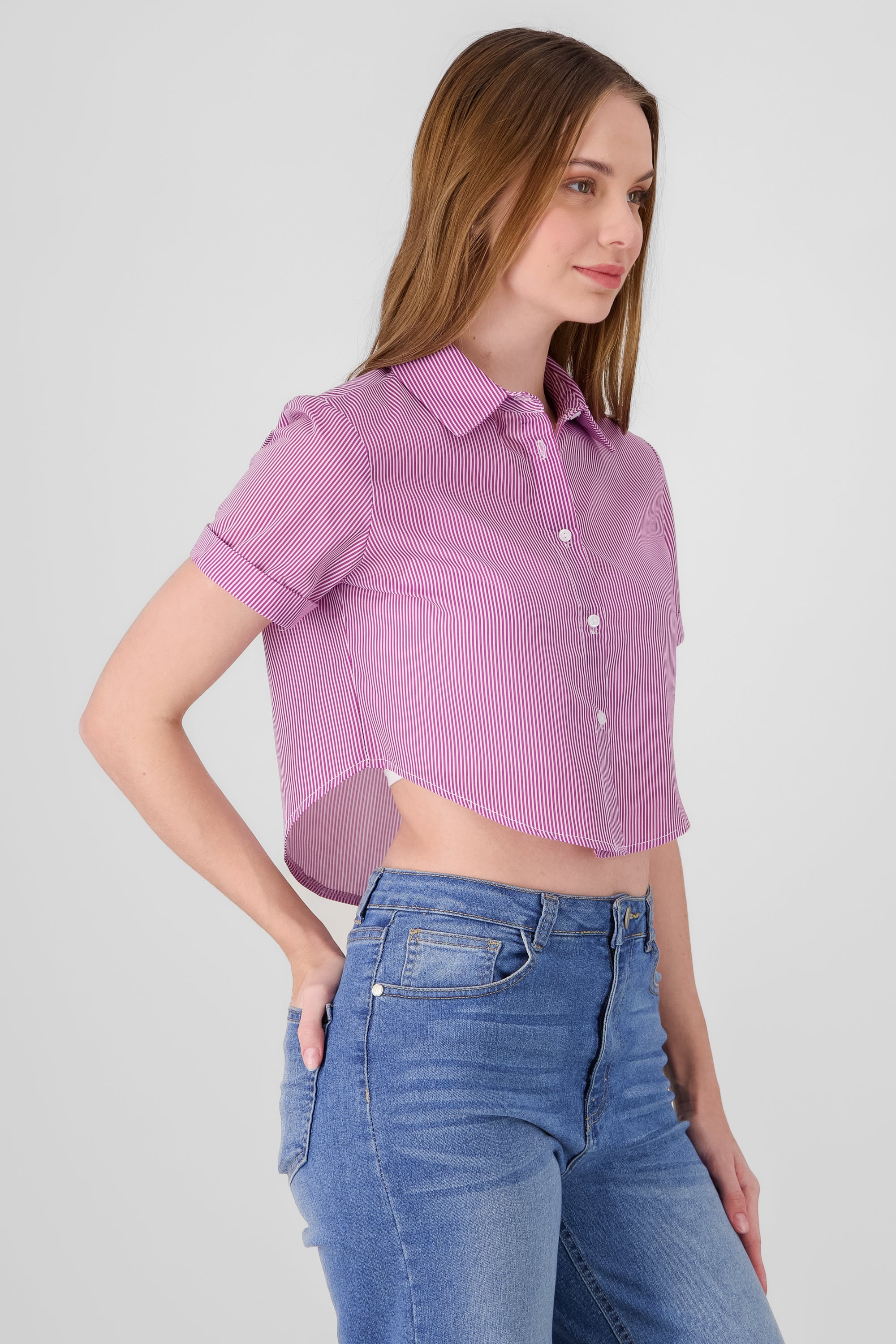 Camisa crop manga corta MAGENTA