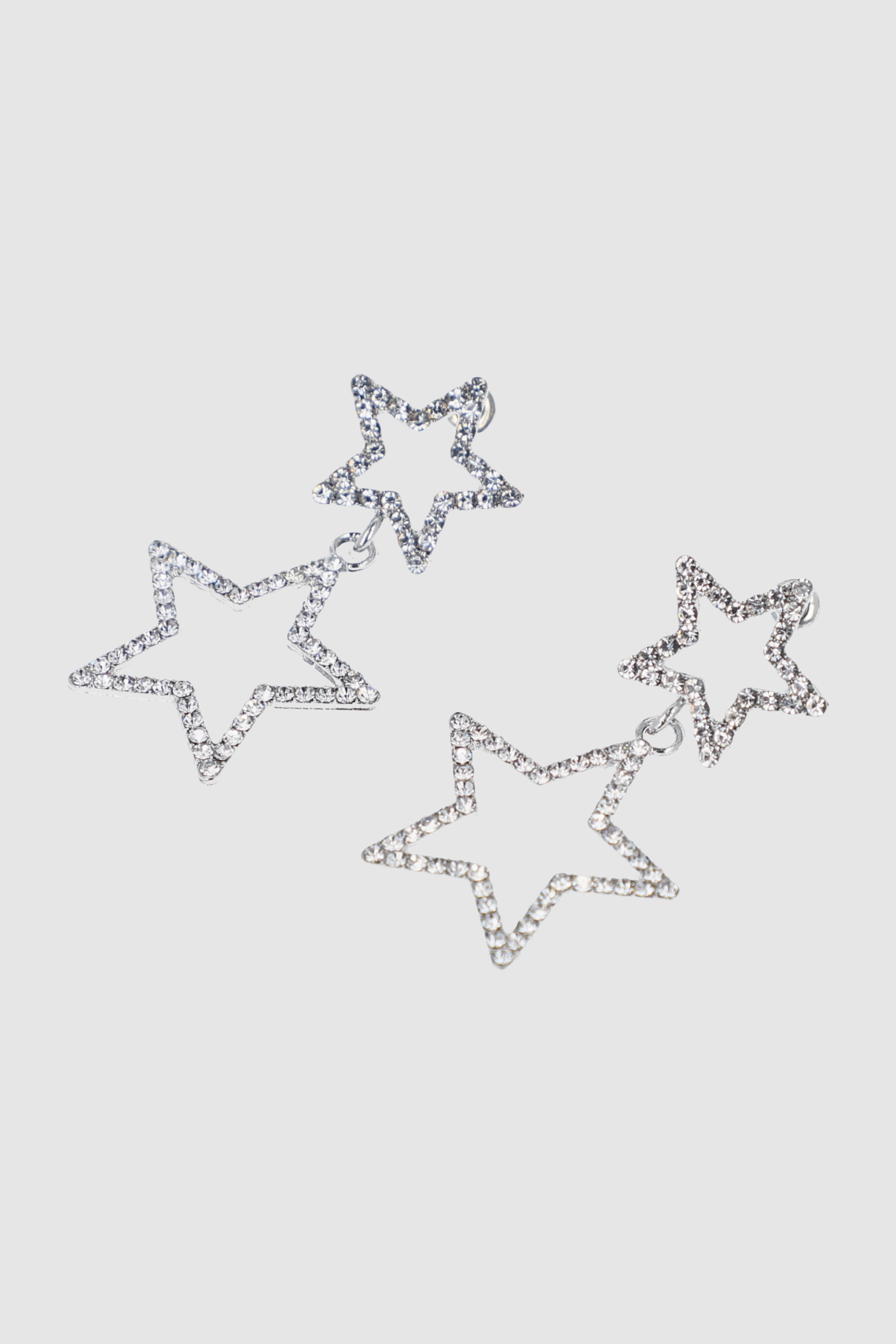 Aretes colgantes de estrellas con brillos PLATA