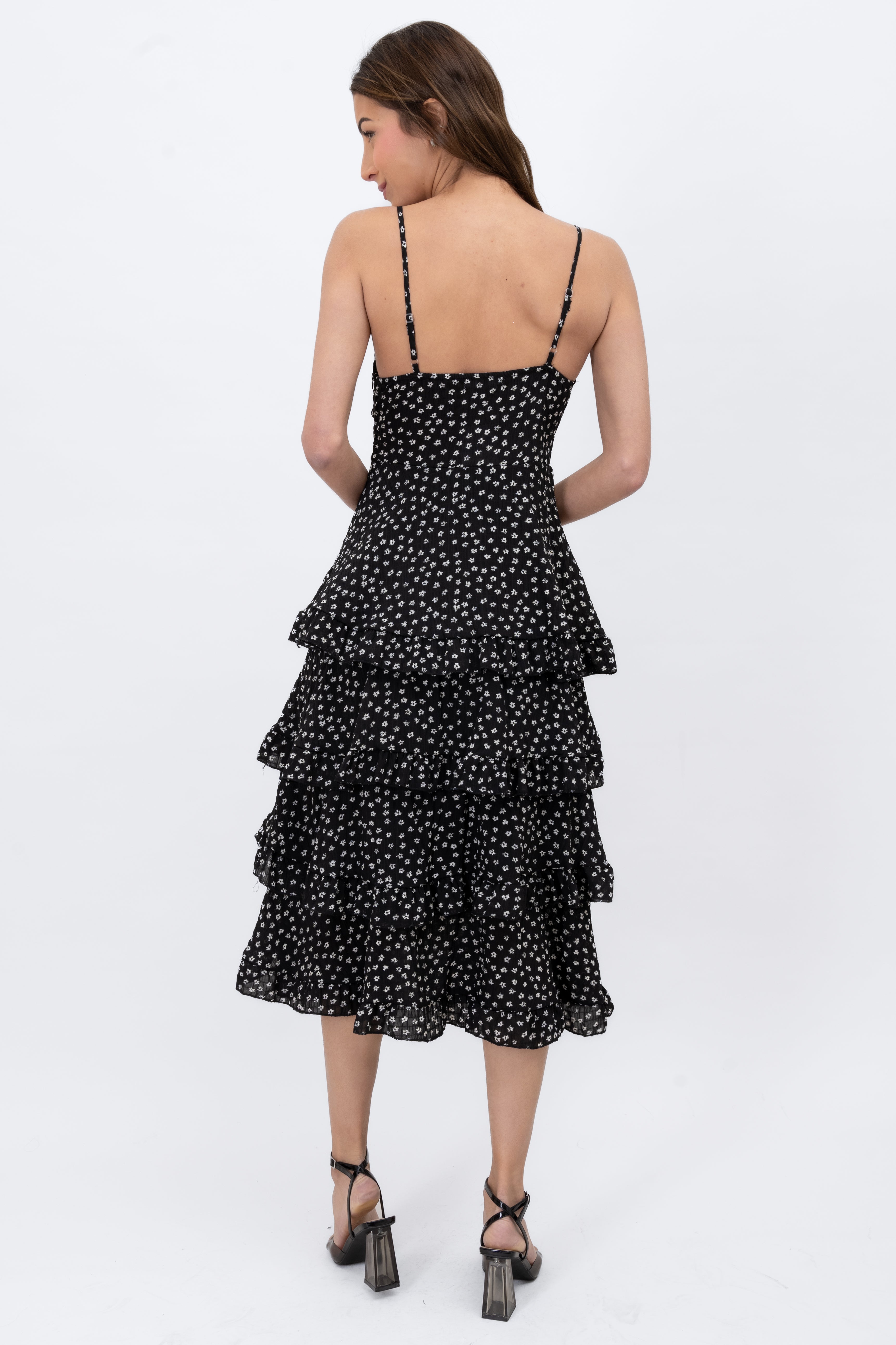 Maxi Vestido Olanes Flores NEGRO COMBO