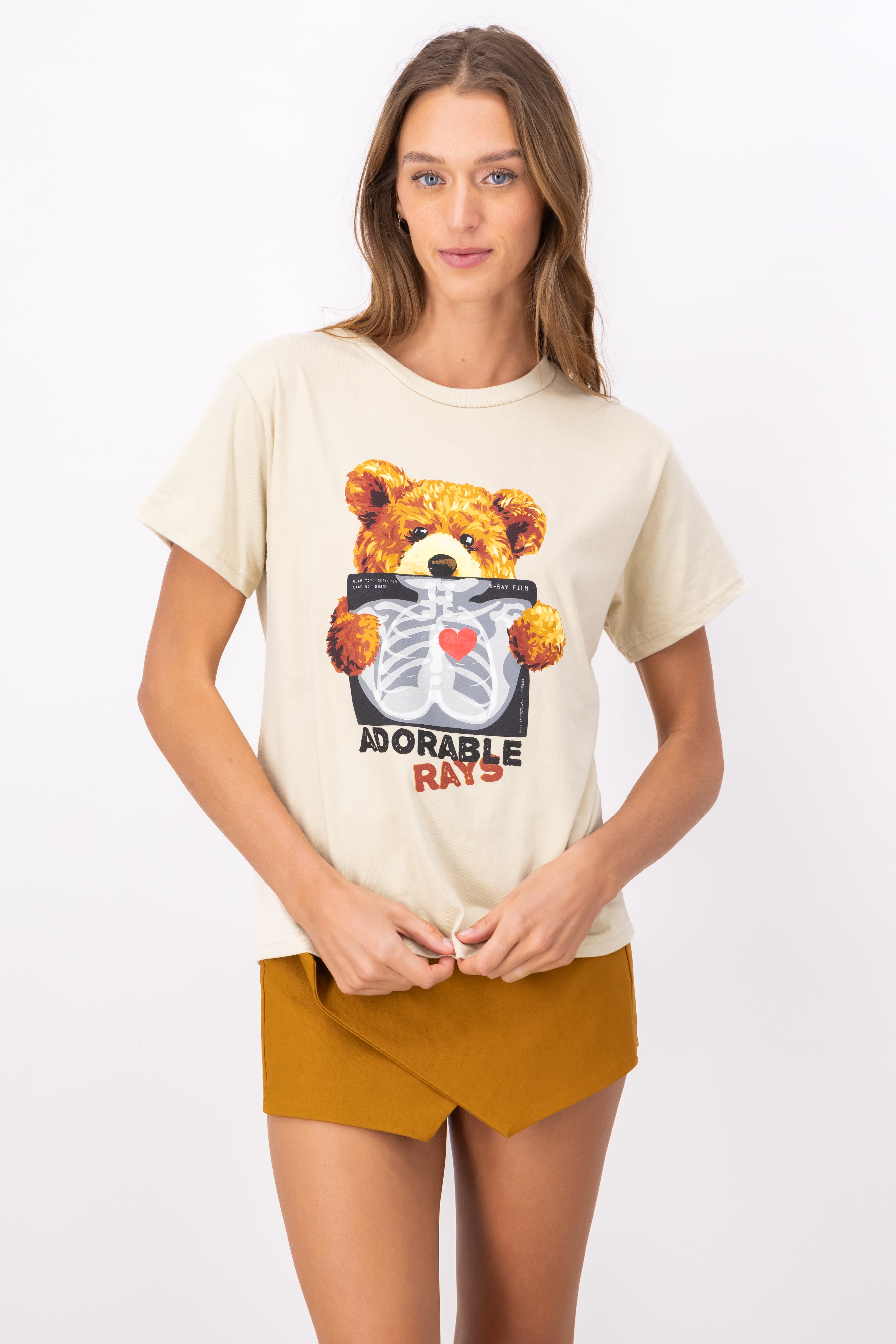 Playera Oso Rayos X corazón BEIGE