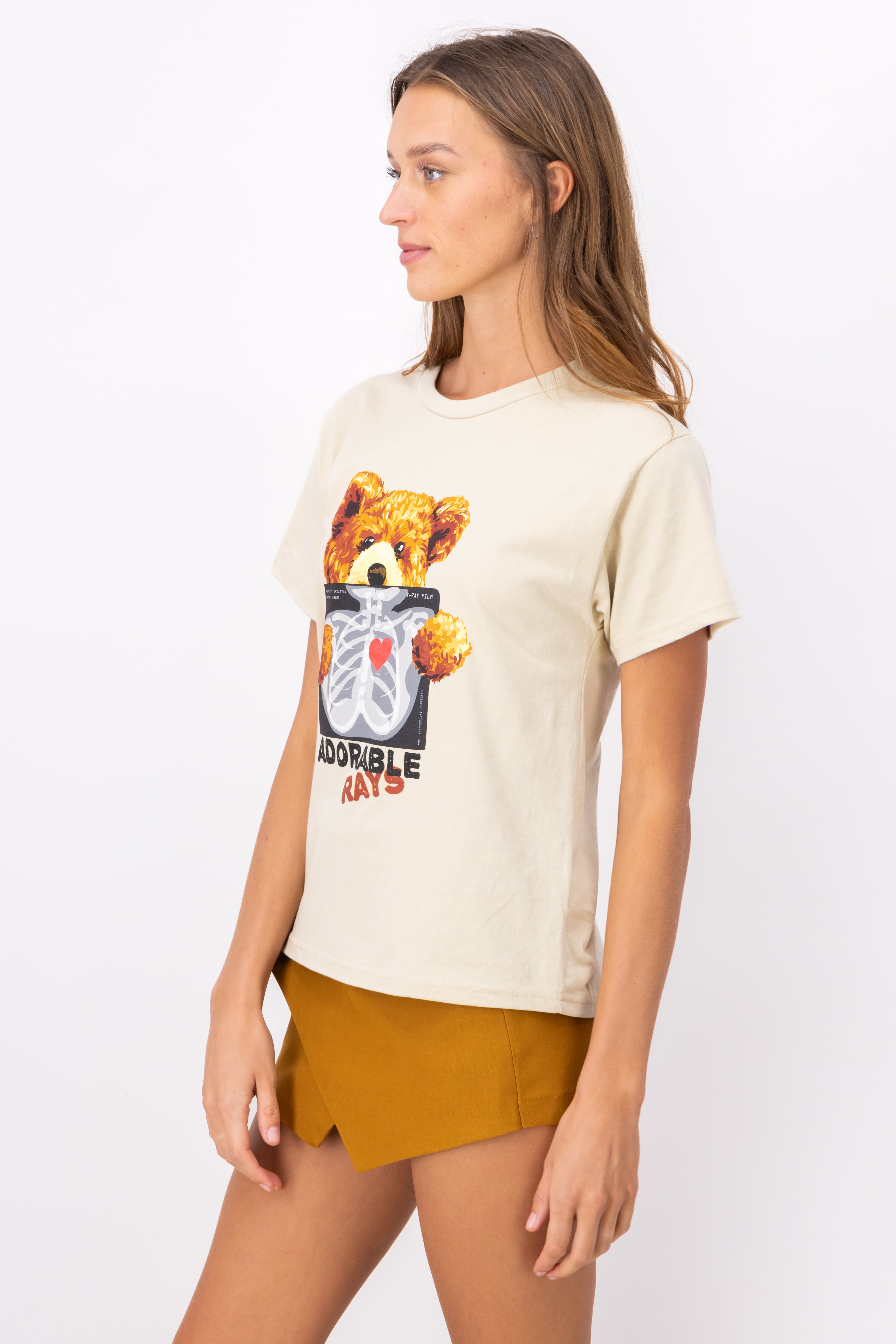 Playera Oso Rayos X corazón BEIGE