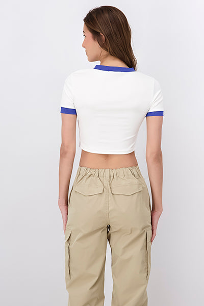 Playera Crop California BLANCO COMBO