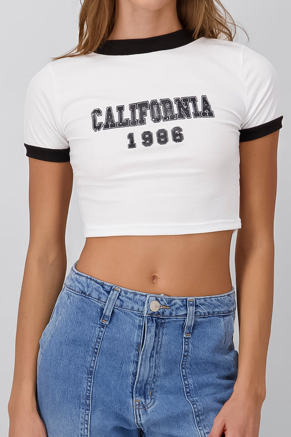 Playera Crop California NEGRO