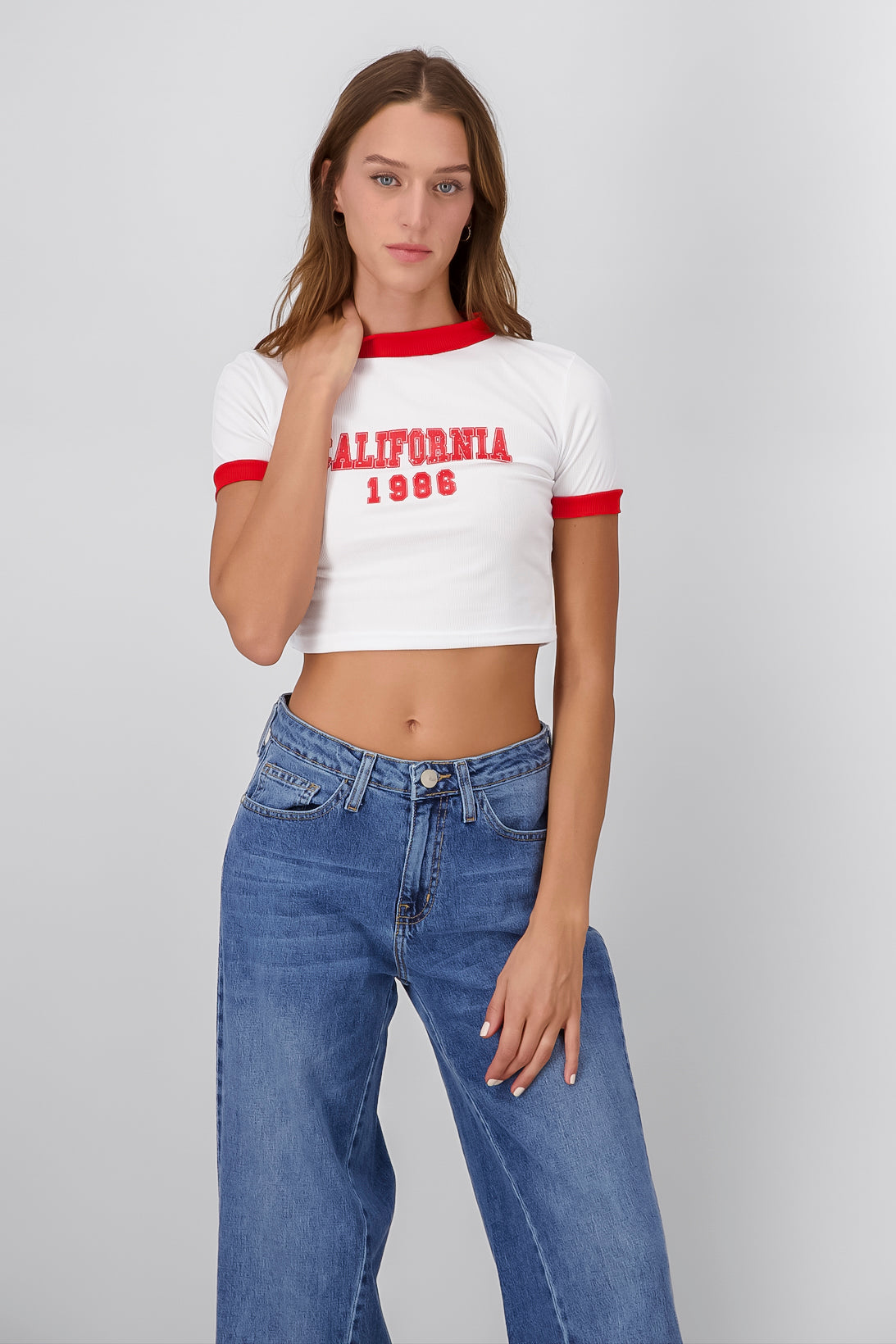 Playera Crop California ROJO