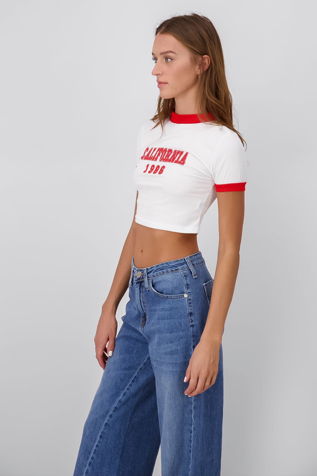 Playera Crop California ROJO