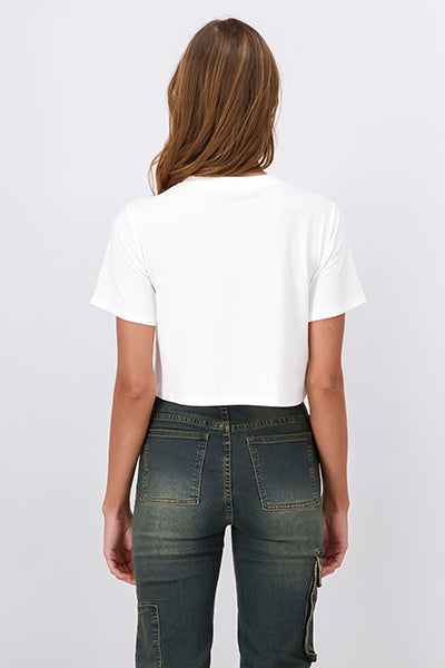 Playera Crop Nueva York BLANCO COMBO