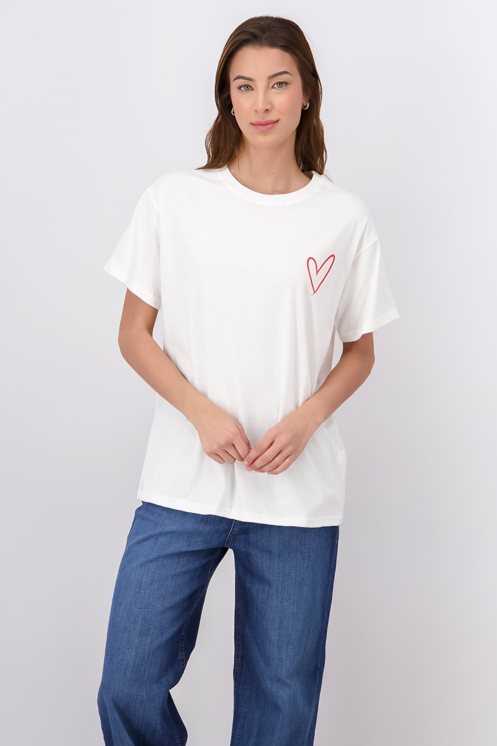 Playera estampado espalda CREMA