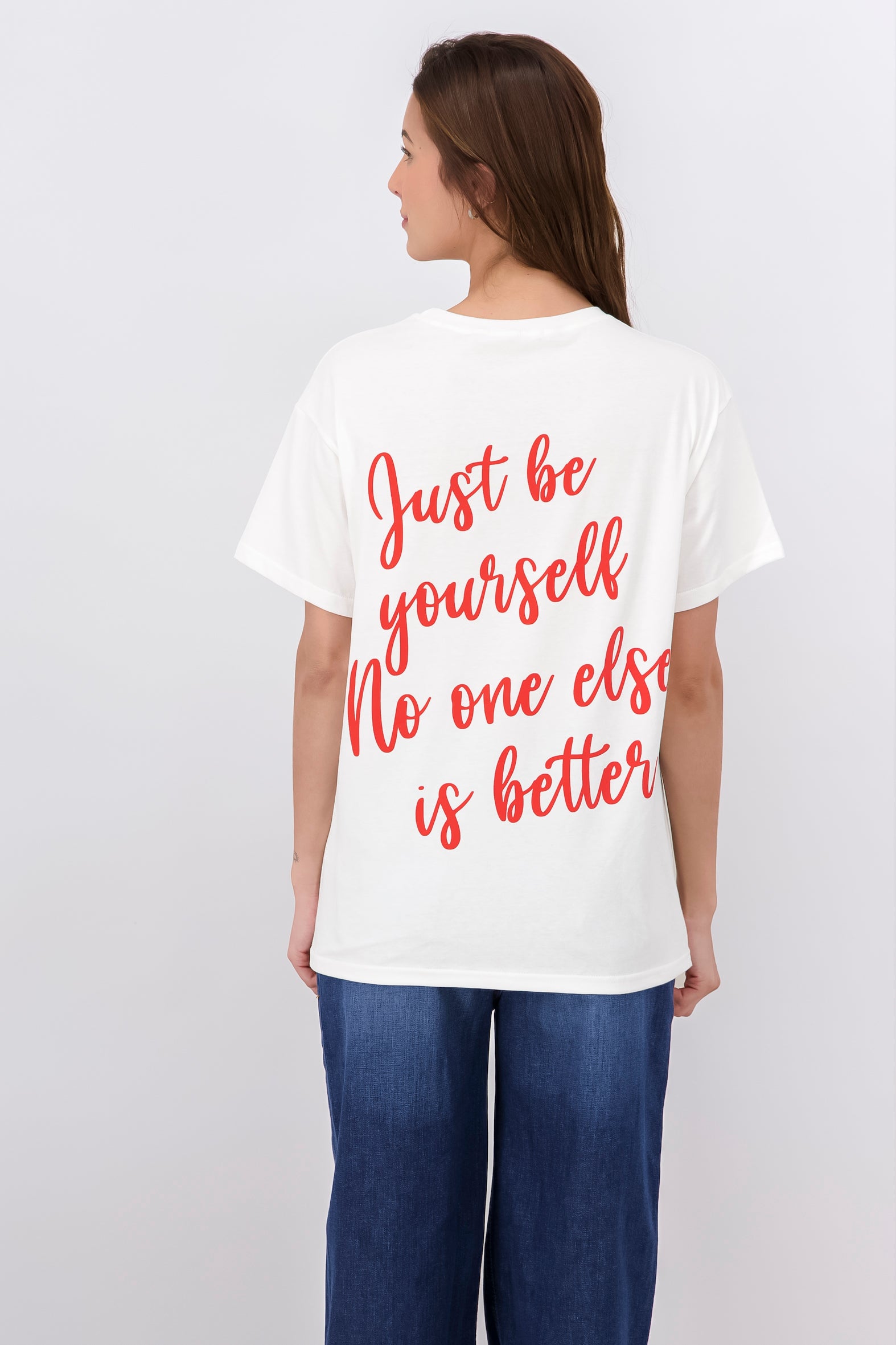 Playera estampado espalda CREMA