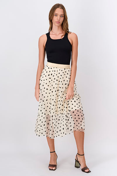 Falda Midi Animal Print Flock HUESO