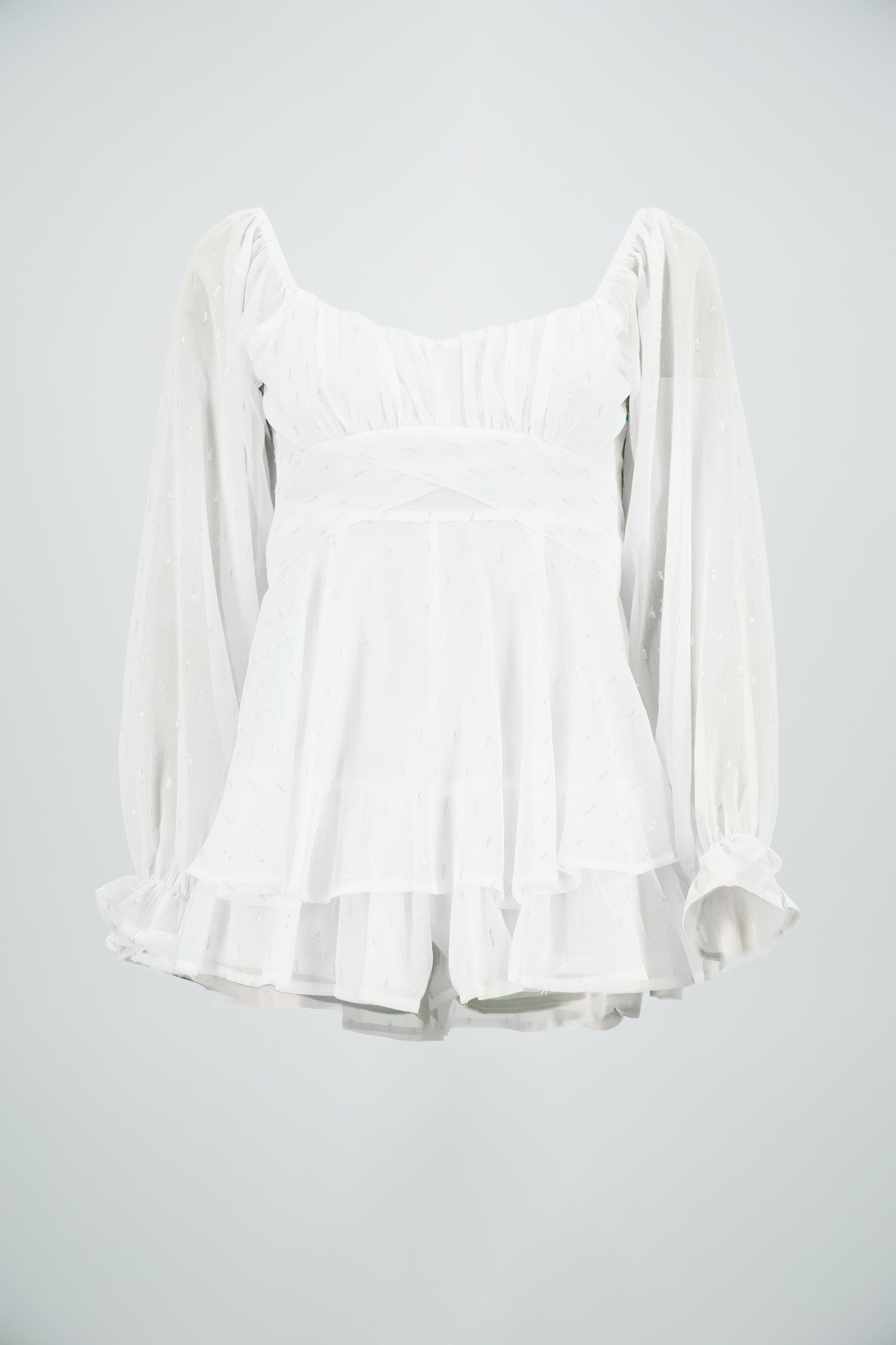 Romper manga larga abullonada BLANCO