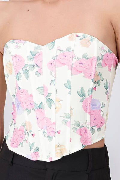 Corset Estampado Flores ROSA COMBO