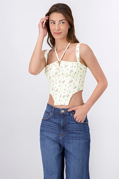 Top bustier flores mini