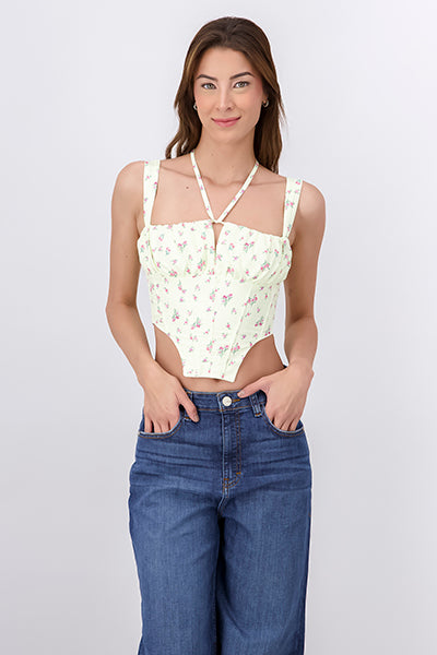 Top bustier flores mini