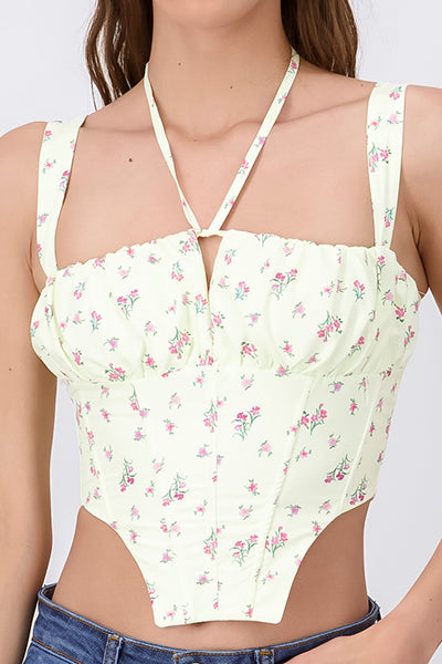 Top bustier flores mini AMARILLO PASTEL