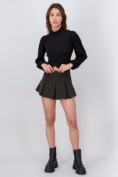 Falda short tableada NEGRO