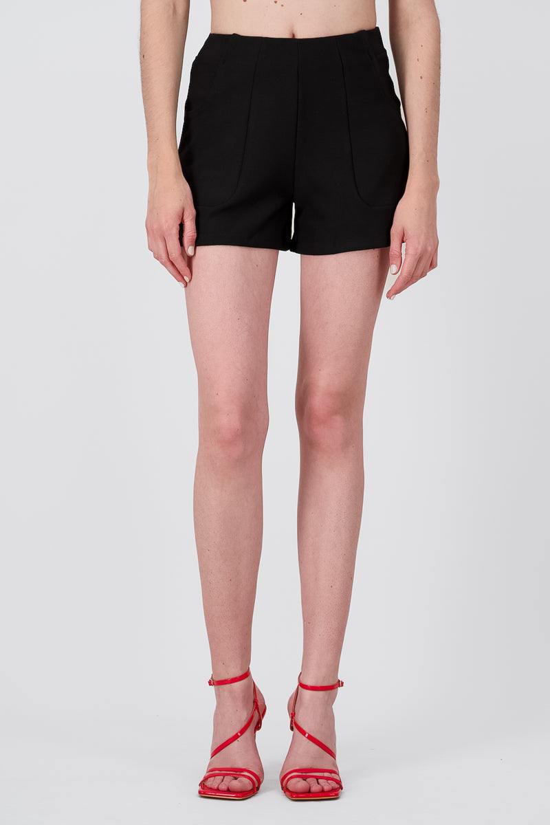 Shorts con pinzas mini lisos NEGRO