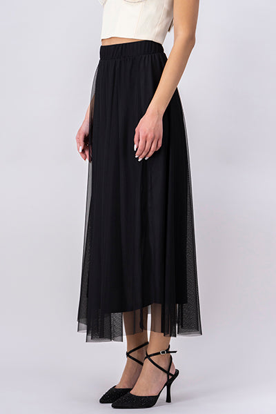 Falda maxi mesh elástico NEGRO