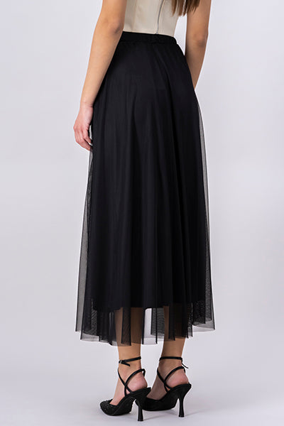 Falda maxi mesh elástico NEGRO