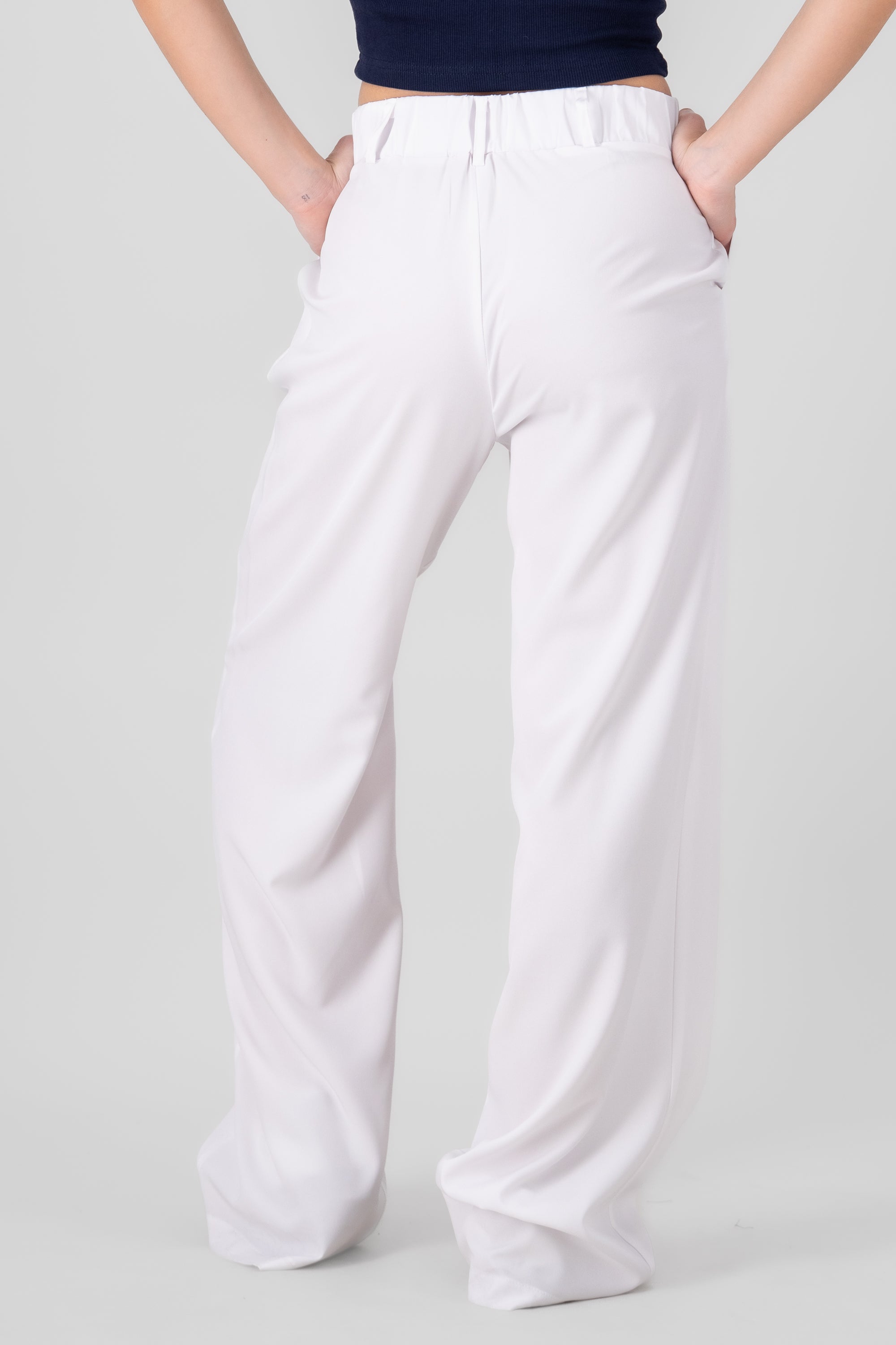 Pantalón Recto Pinzas Bolsillos BLANCO