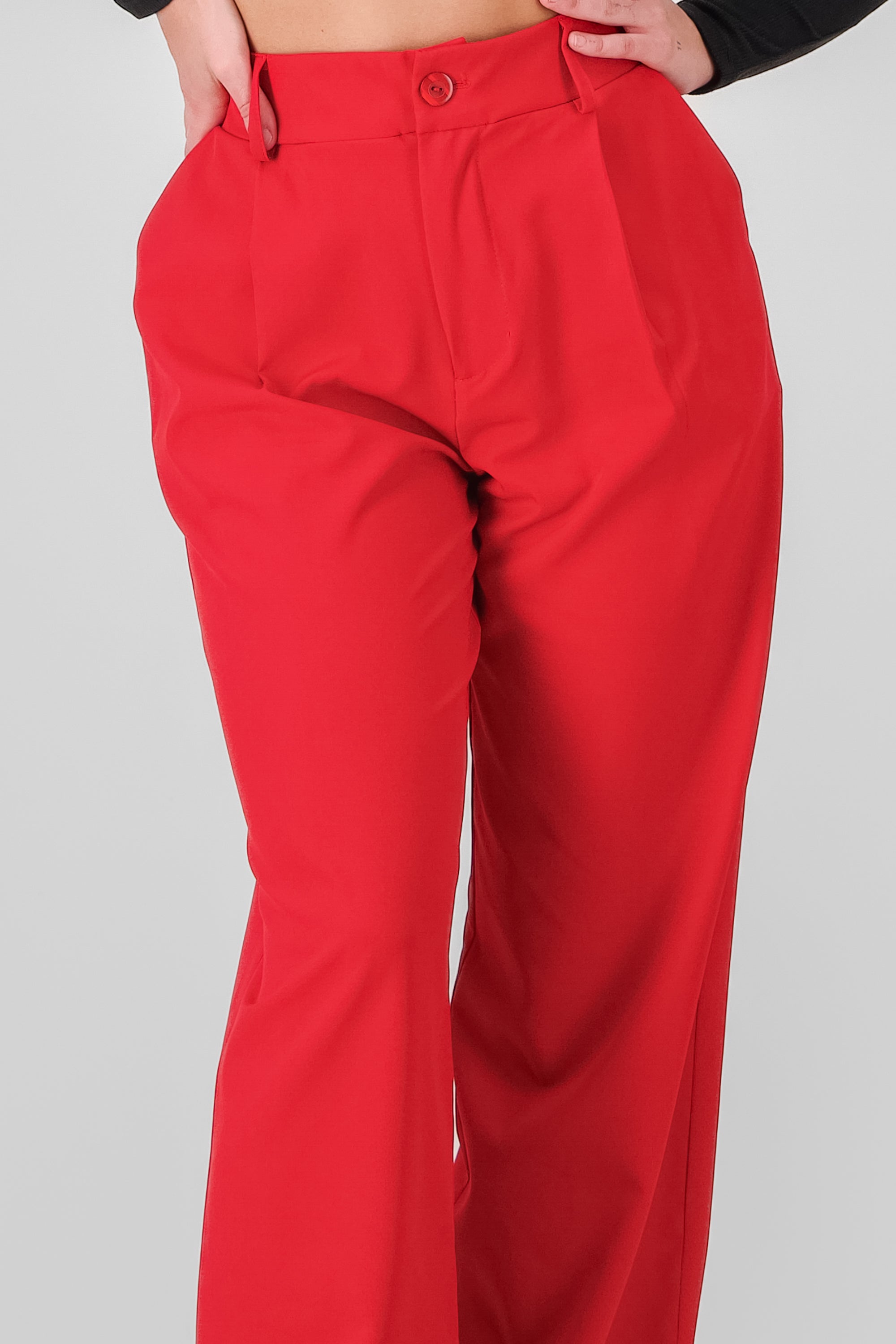 Pantalón Recto Pinzas Bolsillos ROJO