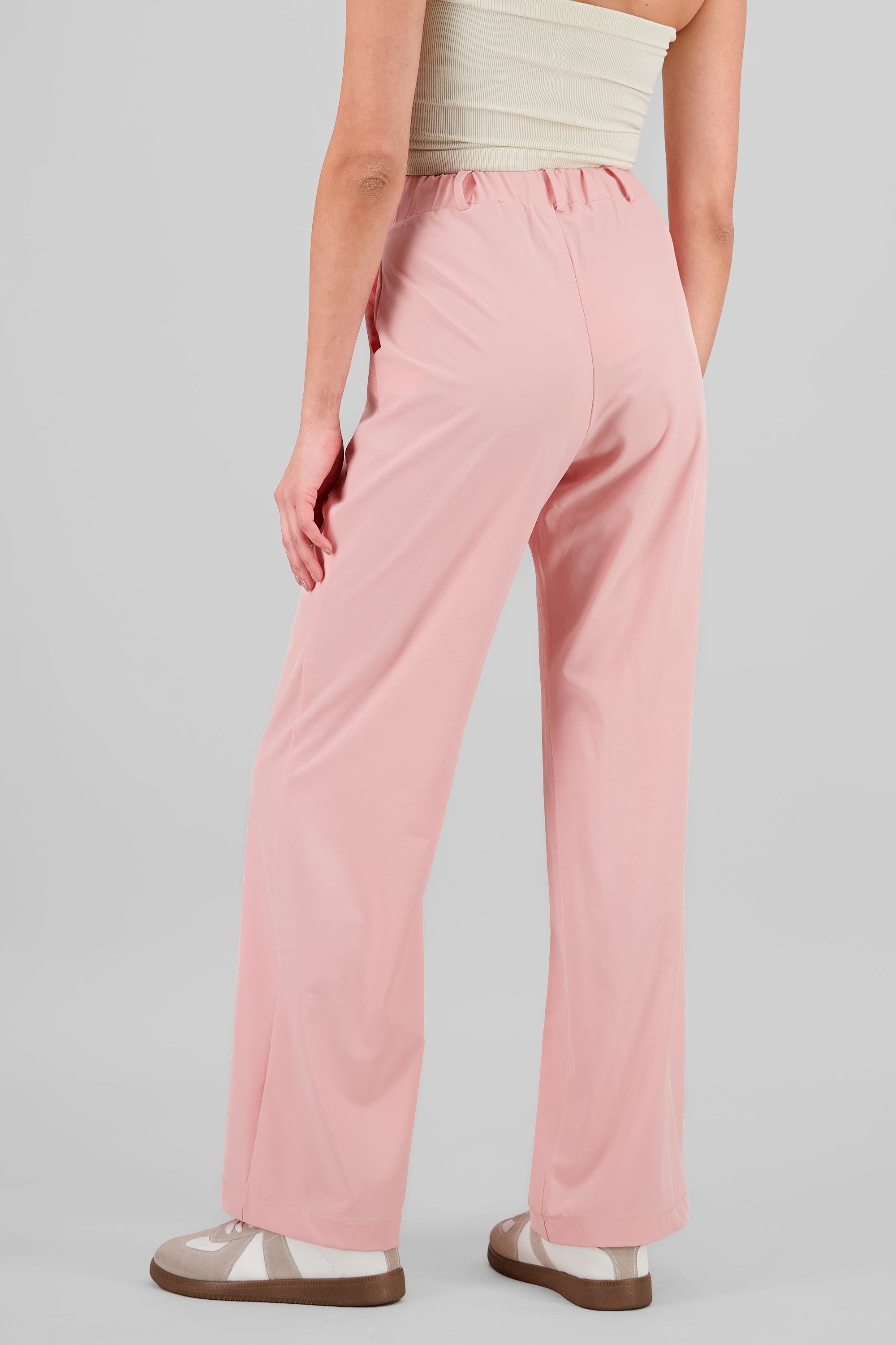 Pantalón Recto Pinzas Bolsillos ROSA PASTEL