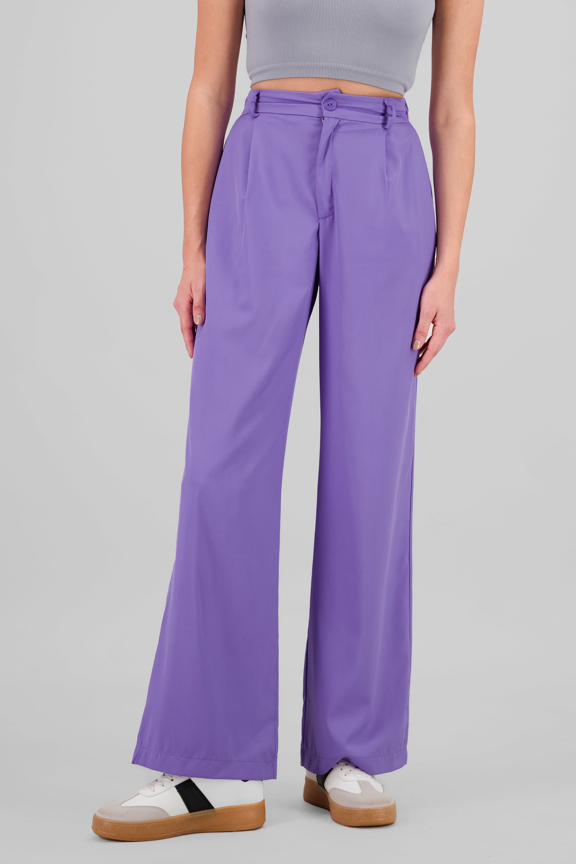 Pantalón Recto Pinzas Bolsillos LAVANDA