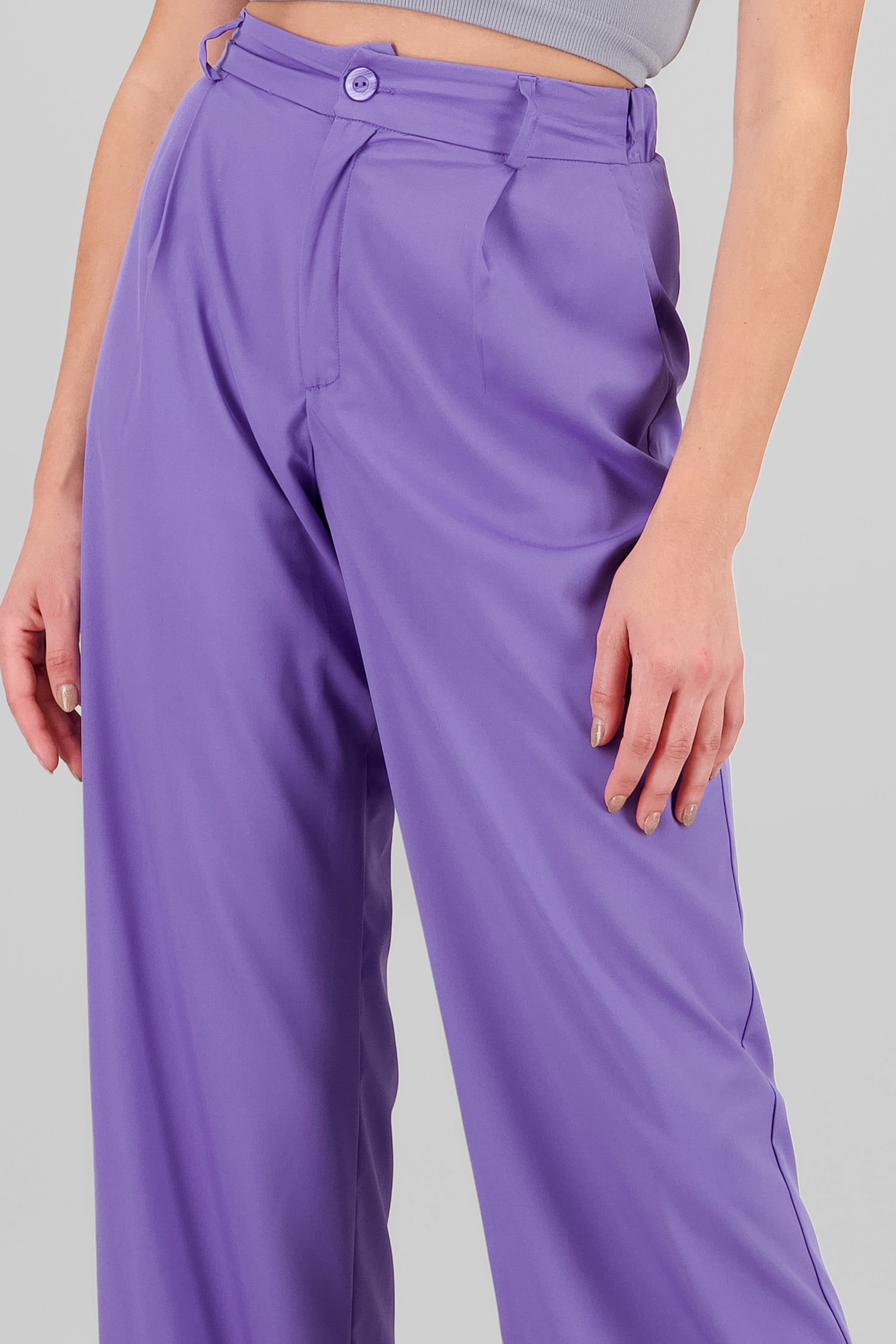 Pantalón Recto Pinzas Bolsillos LAVANDA