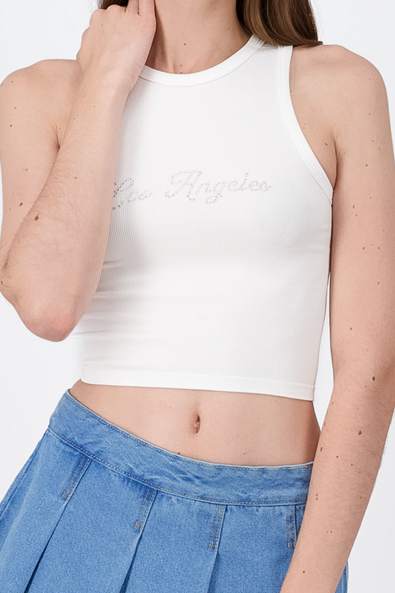 Top seamless brillos Los Angeles BLANCO