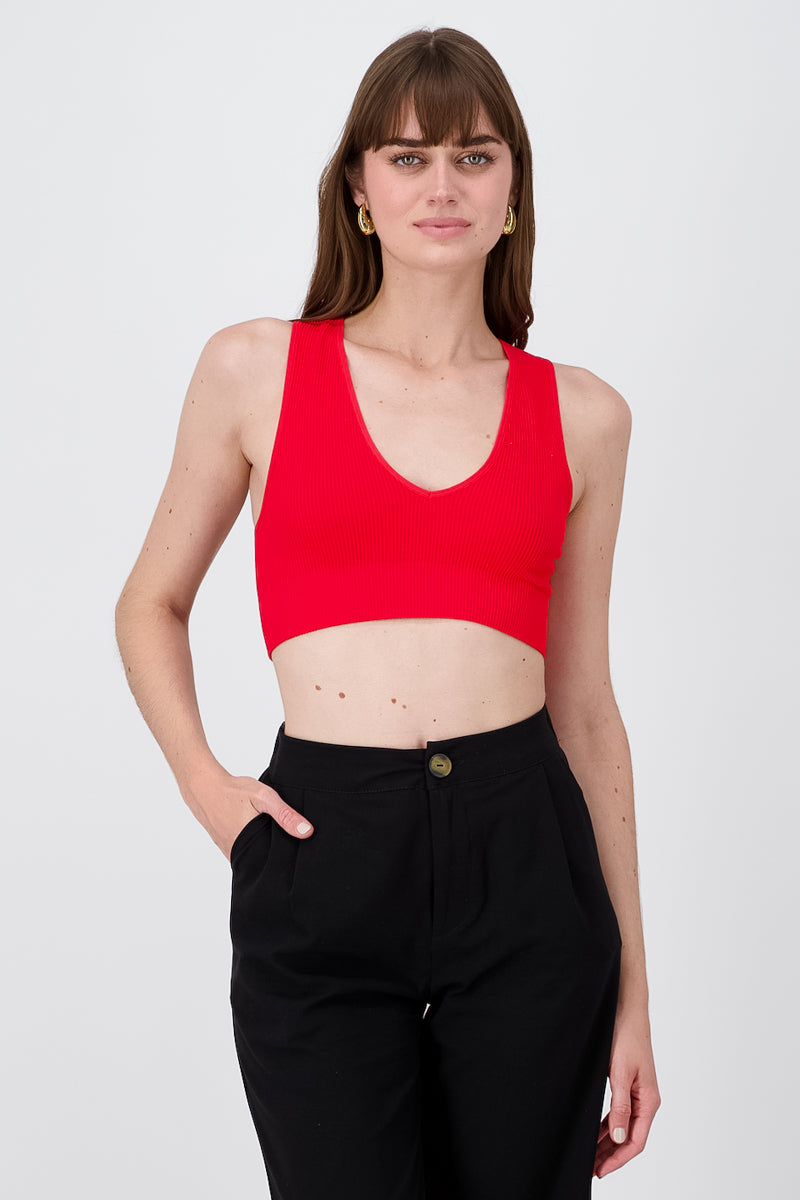 Top escote V seamless ROJO