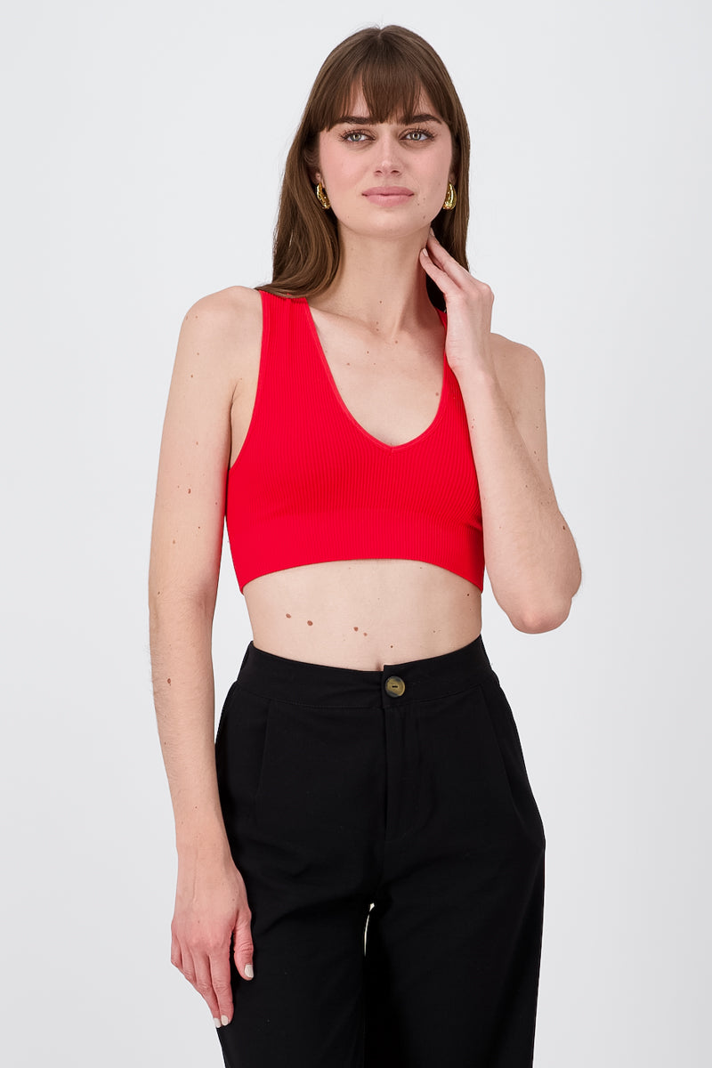 Top escote V seamless ROJO