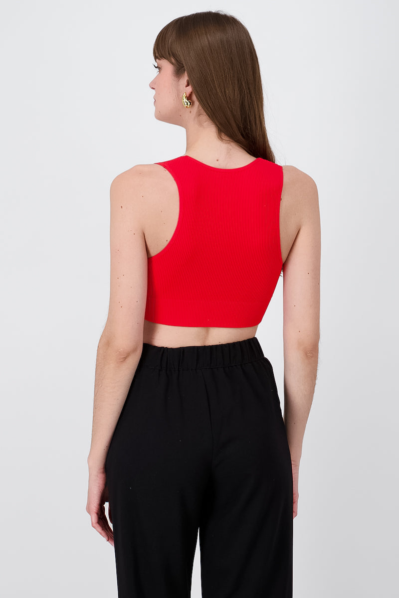 Top escote V seamless ROJO