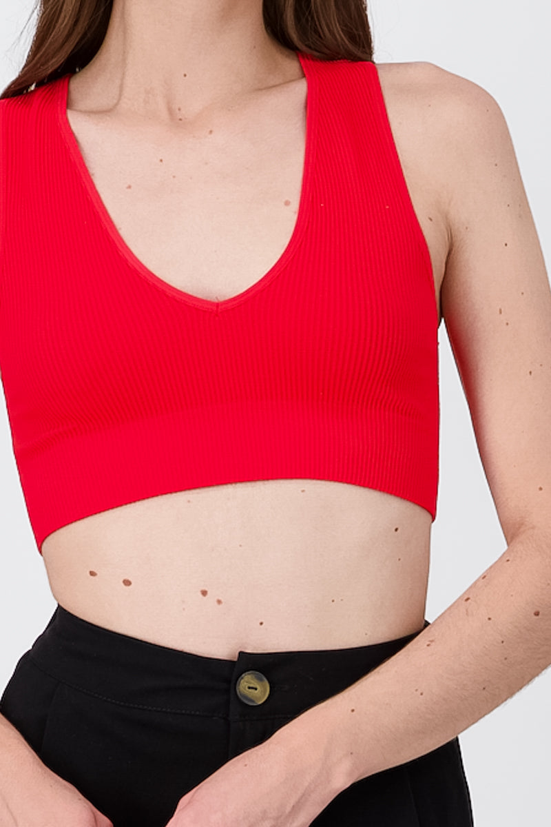 Top escote V seamless ROJO