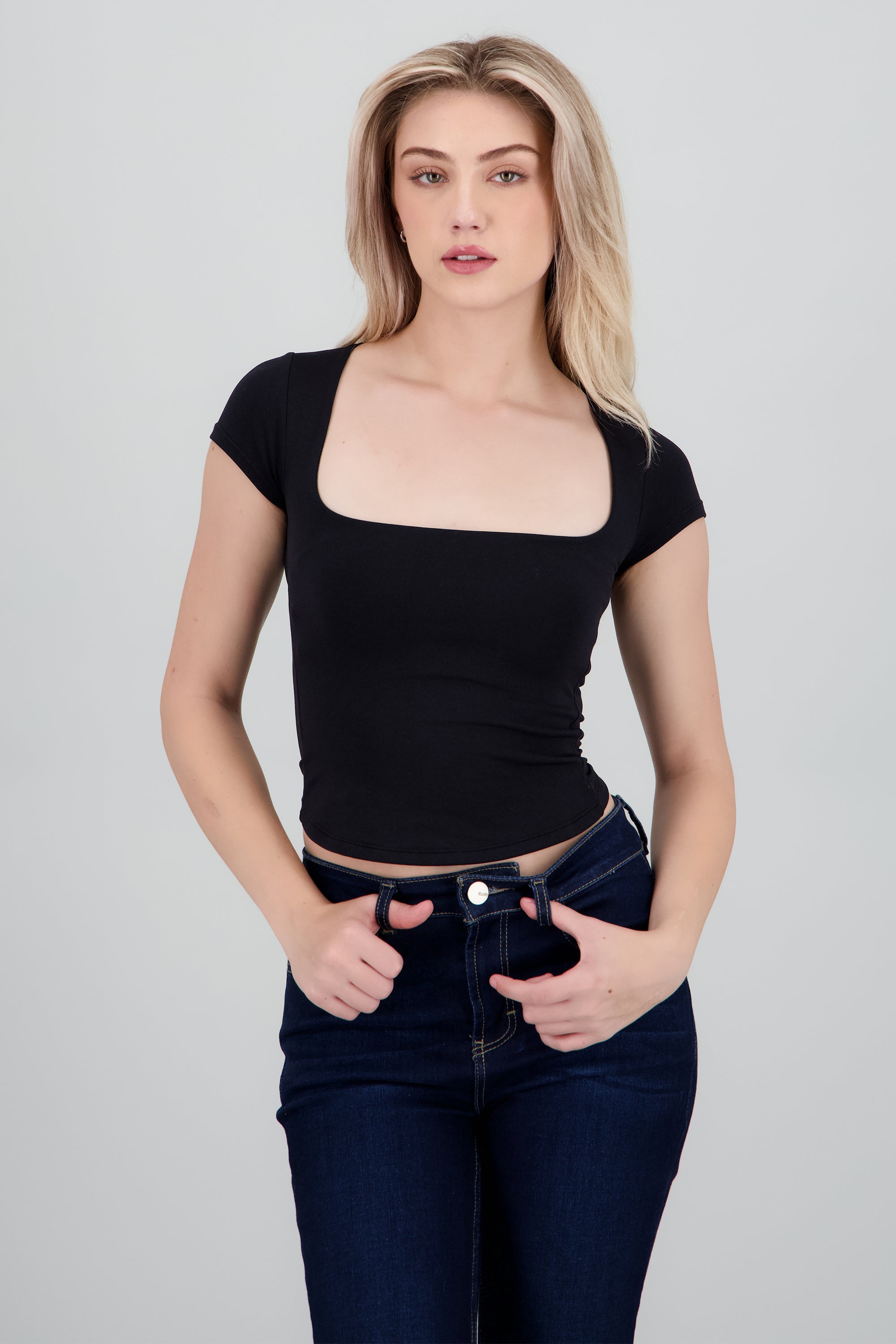 Top licra manga corta NEGRO