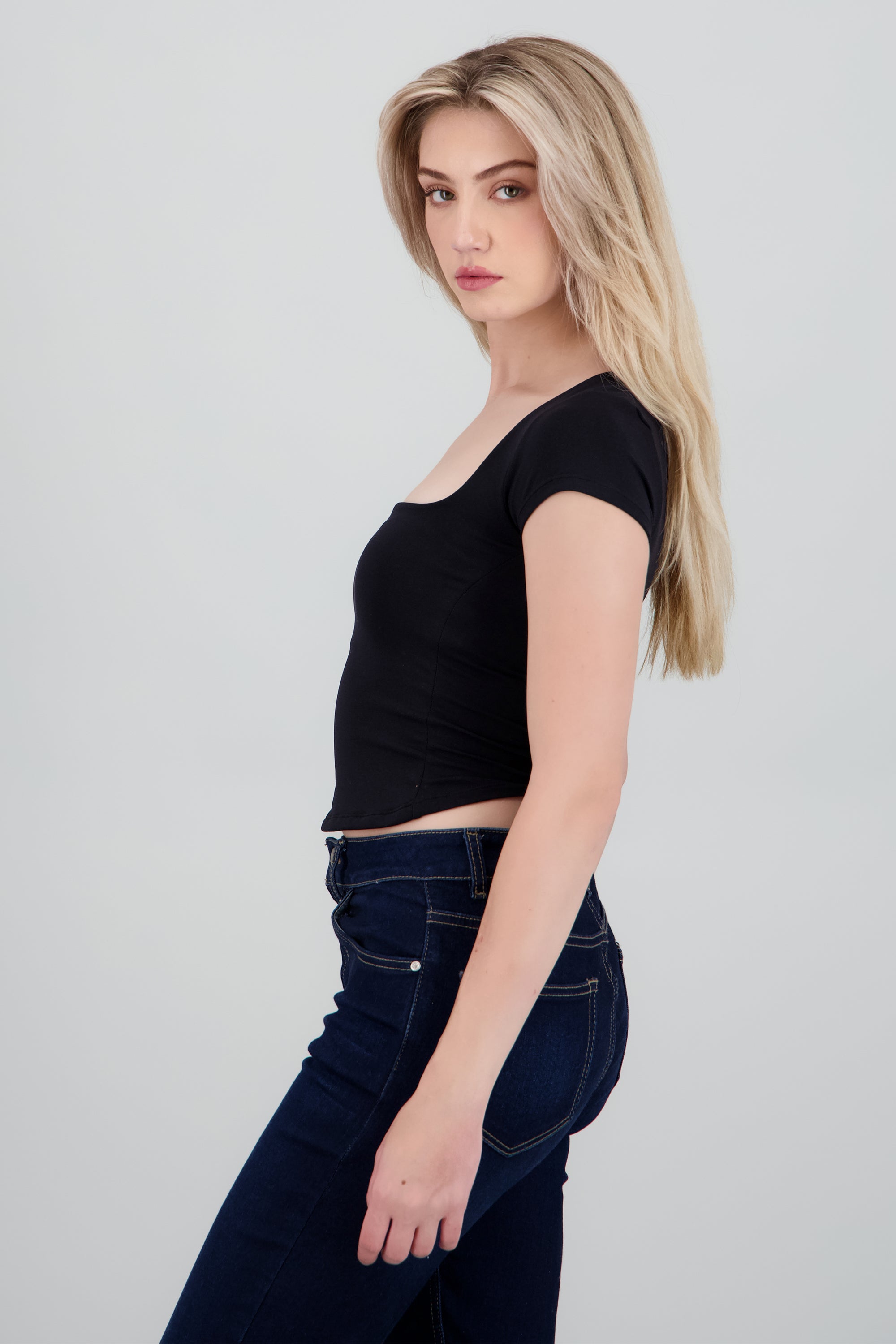 Top licra manga corta NEGRO