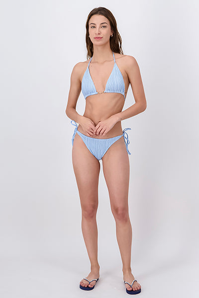 Set 3 piezas bikini texturizado AZUL CIELO