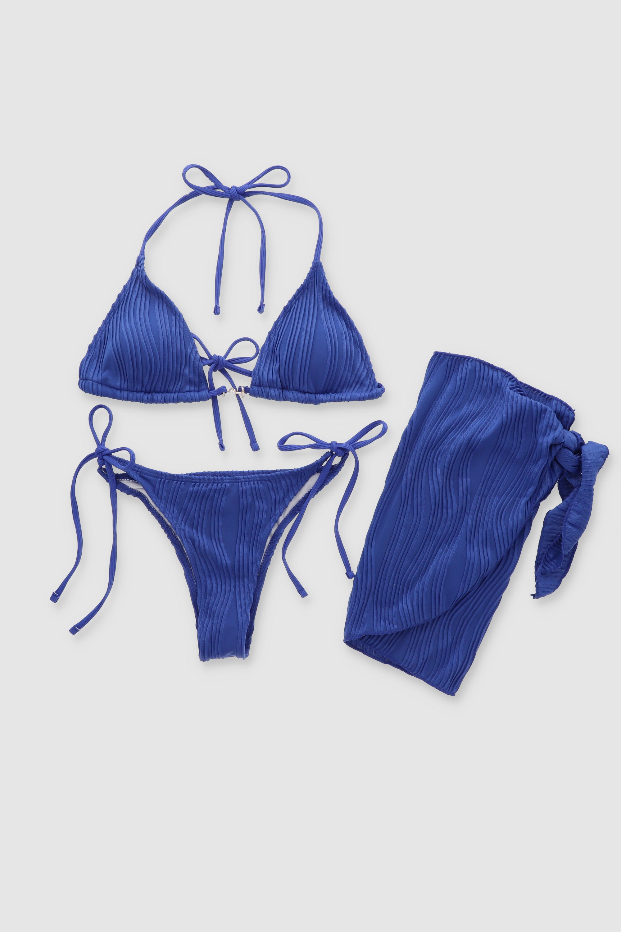 Set 3 piezas bikini texturizado AZUL REY