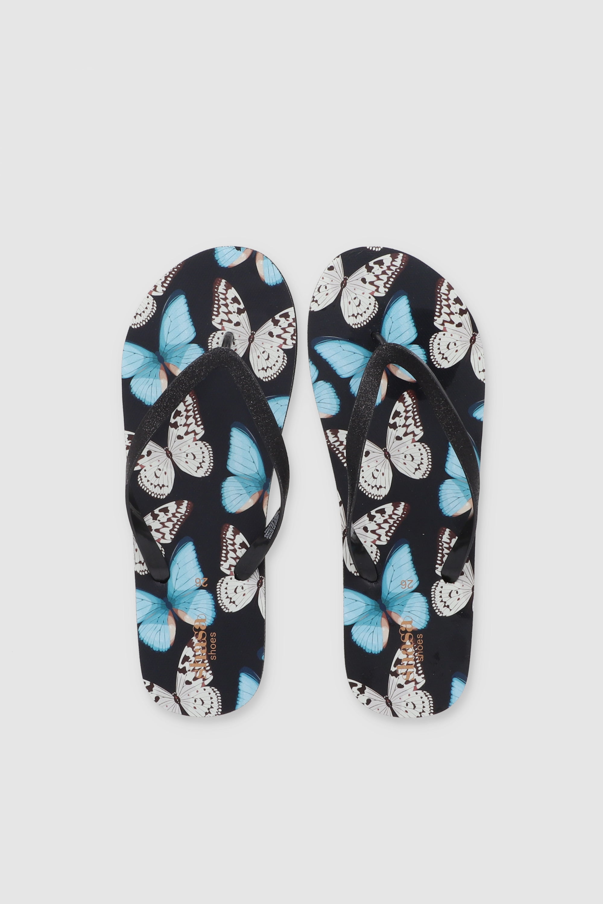 Flip Flop Mariposas Glitter NEGRO