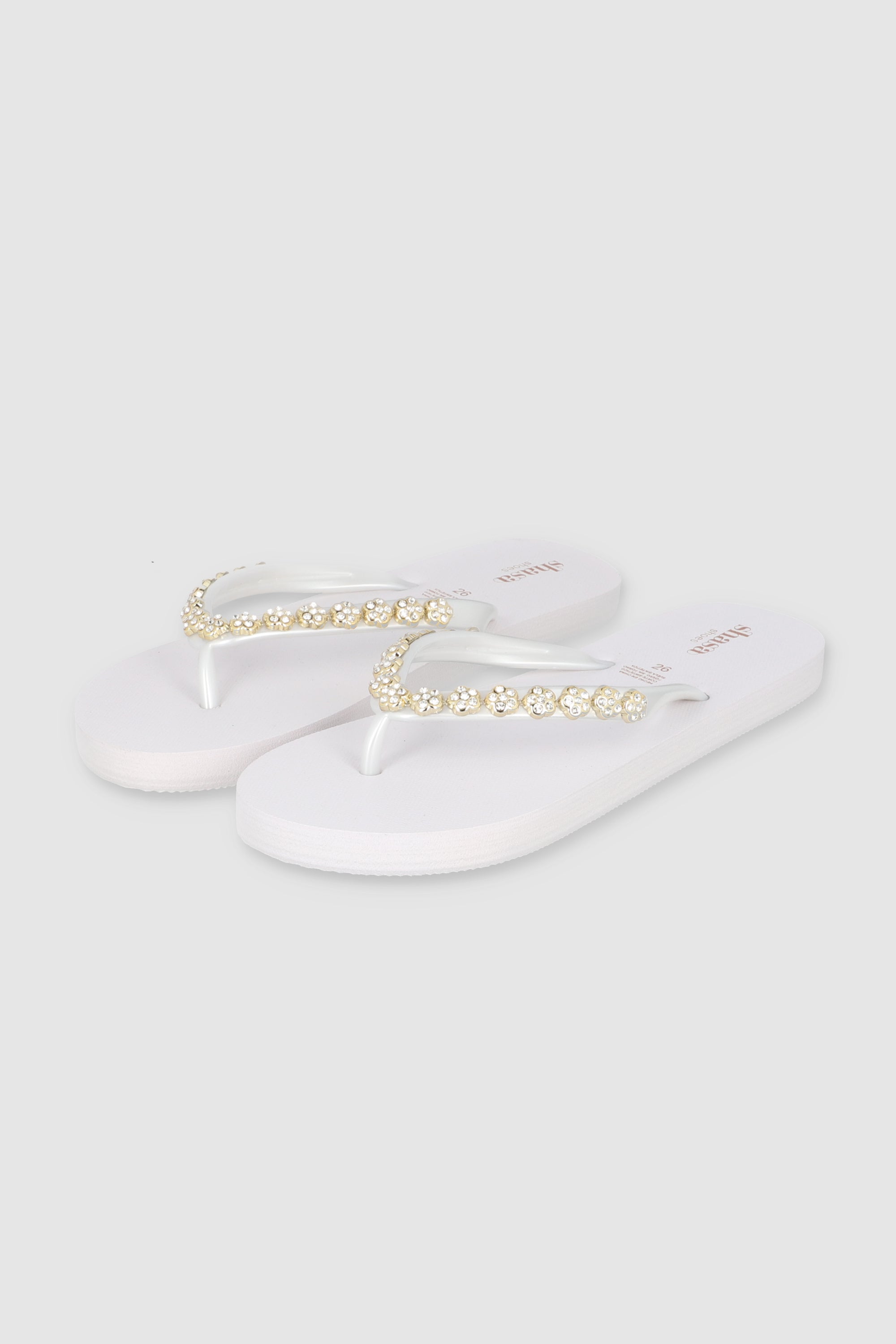 Flip Flops Chinela Flor Brillos BLANCO