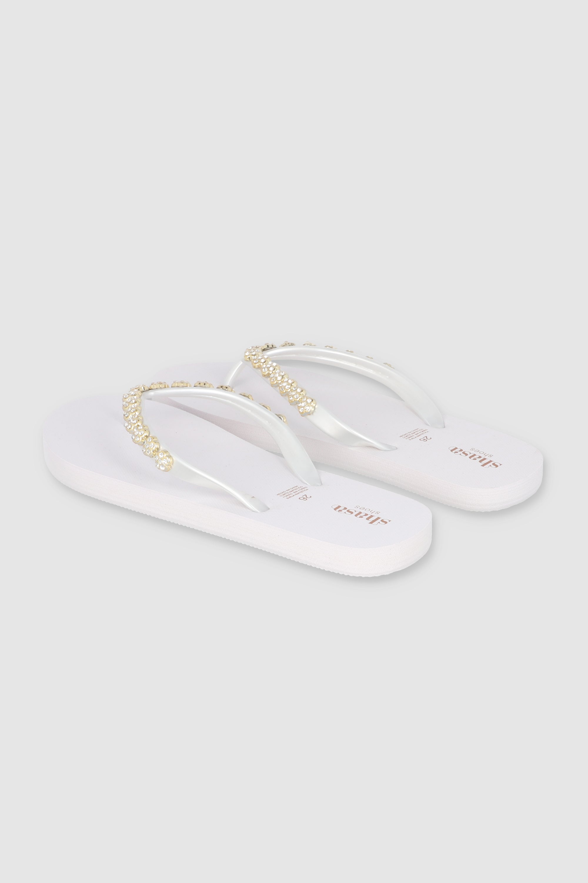 Flip Flops Chinela Flor Brillos BLANCO