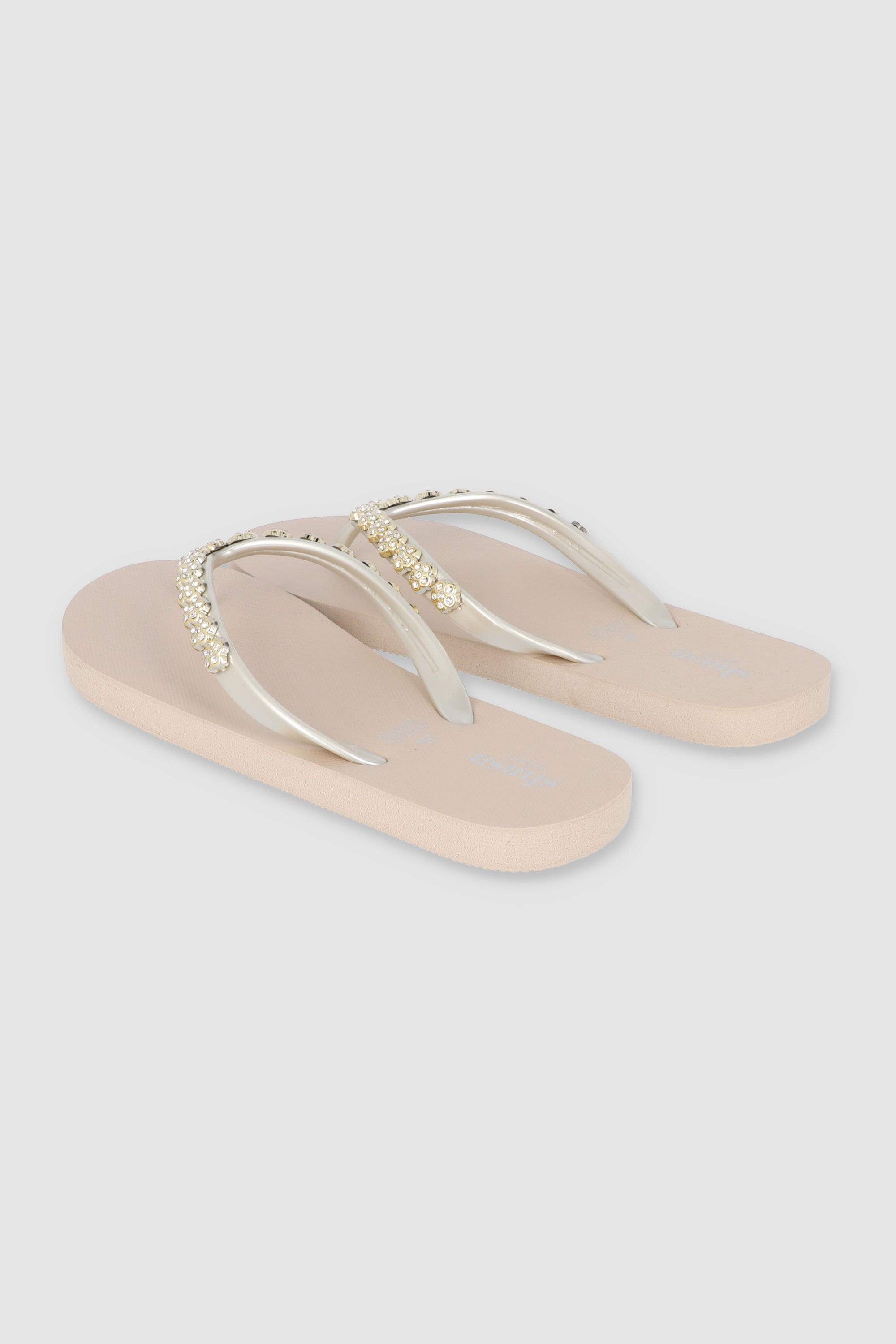 Flip Flops Chinela Flor Brillos TAUPE